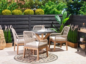 Gartenmöbel Set Faserzement grau  90 cm 4-Sitzer Stühle beige OLBIA