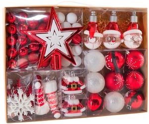 Decorazioni per albero 70 pezzi bianco-rosso