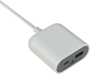 Dual USB Extension Cord (1x USB-C, 1x USB-A, 3m) – weiss/grau