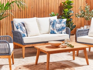 Gartenkissen Palmenmotiv blau 45 x 45 cm 2er Set ELATI