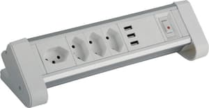 Presa da tavolo in alluminio 4x T13, 3x USB