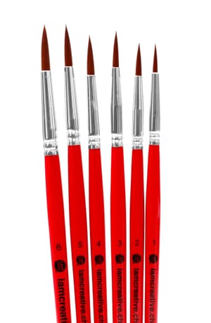 Set di pennelli, pennelli rotondi di alta qualità e con punta perfetta per hobbisti creativi e artisti, dimensioni 1, 2, 3, 4, 5, 6, 6 pezzi.
