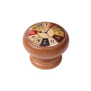 Bouton de meuble horloge colorée, miel