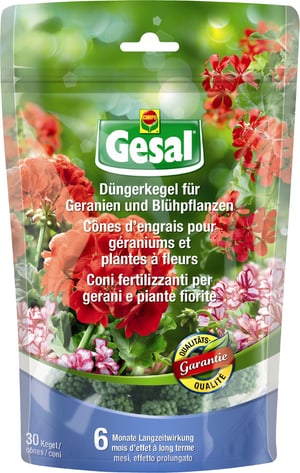 Cônes d‘engrais pour géraniums et plantes à fleurs, 30 p