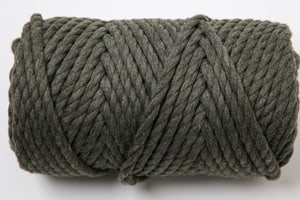 Macrame Rope khaki, fil à nouer Lalana pour projets de macramé, pour tisser et nouer, couleur terre, 5 mm x env. 30 m, env. 330 g, 1 écheveau en faisceau