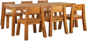 Set da pranzo da giardino 6 persone tavolo e 6 sedie legno di acacia chiaro LIVORNO