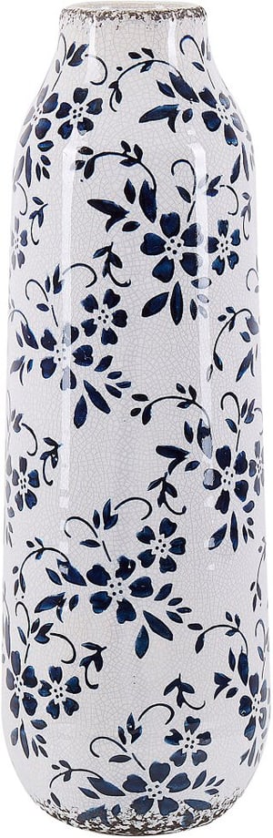 Vaso decorativo gres porcellanato bianco e blu marino 35 cm MULAI