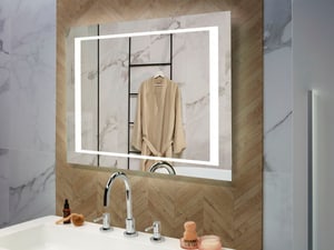 Specchio rettangolare da parete a LED 60 x 80 cm argento EYRE