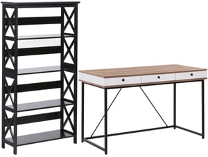 Set di mobili da ufficio legno chiaro e nero FOSTER/HINTON