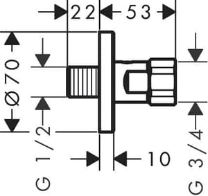 Abstellverschraubung für Duschenmischer G ½ x G ¾