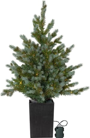 Albero di Natale LED grigio IP20, bianco caldo, verde