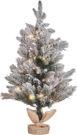 Albero di Natale innevato LED verde bianco e beige 90 cm MALIGNE
