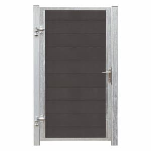 Porte Futura WPC gauche 97x175cm+16 cm poteaux gris ardoise/galvanisé à chaud