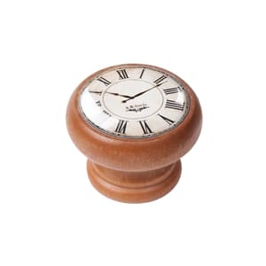 Bouton de meuble horloge blanche, miel