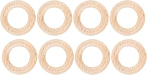 Set d'anneaux en bois, set de huit anneaux en bois non traité, FSC, naturel, ø 35 x 10 mm, 8 anneaux