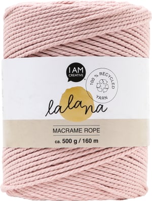 Macrame Rope powder, Lalana Knüpfgarn für Makramee Projekte, zum Weben und Knüpfen, Rosa, 2 mm x ca. 160 m, ca. 500 g, 1 gebündelter Strang