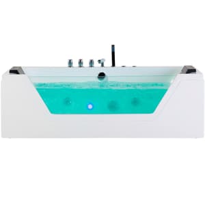 Whirlpool Badewanne weiss LED Unterwasserbeleuchtung 174 x 80 cm SAMANA