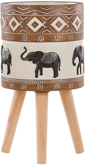 Cache-pot motif éléphant avec pieds en bois  25 cm ACHILIO