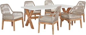 Gartenmöbel Set Faserzement 200 x 100 cm  6-Sitzer Stühle weiss / beige OLBIA