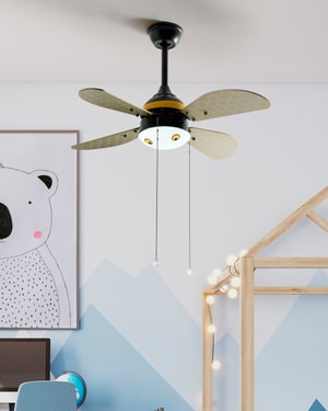 Ventilateur de plafond noir et jaune avec lampe DOLORES