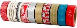 Washi tape Natale 10 rotoli, 15 mm, 10 m