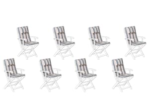 Coussin pour chaise de jardin lot de 8 rayé bleu foncé-beige MAUI