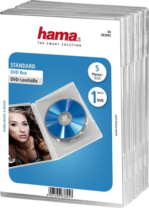 DVD-Leerhülle Standard, 5er-Pack, Transparent