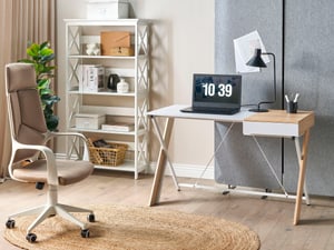 Set di mobili da ufficio legno chiaro e bianco FOSTER/HAMDEN