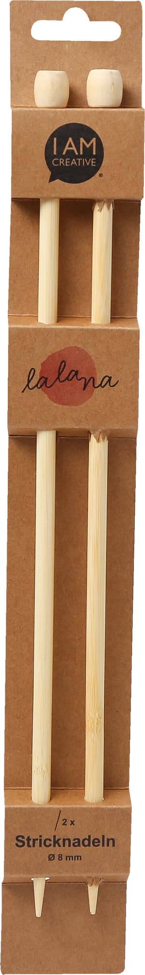 Stricknadeln, Bambus-Stricknadeln für Anfänger und Experten, Natur, ø 8 x 350 mm, 2 Stk.