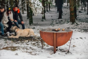 Focolare e griglia "Iris", acciaio corten, ruggine Ø 80cm