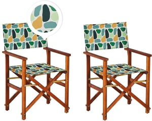 Set di 2 sedie in legno di acacia scuro foglie motivo geometrico CINE