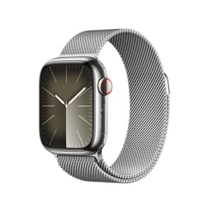 Watch Series 9 GPS + Cellular 41mm Silver Stainless Steel Case with Silver Milanese Loop