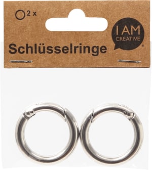 Porte-clés, anneaux d'ouverture en métal pour diverses utilisations, argent, ø 37 x 5 mm, 2 pces.