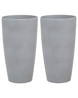 Lot de 2 pots de fleurs en pierre grise 31 x 31 x 58 cm ABDERA