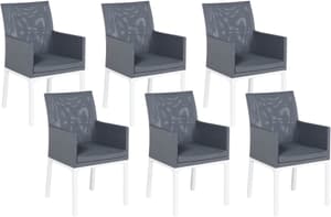Set di 4 sedie tessuto grigio scuro e bianco BACOLI