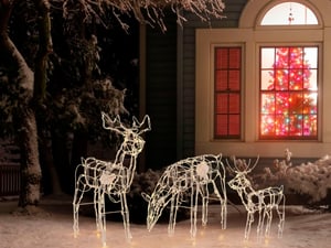 Outdoor Weihnachtsbeleuchtung LED weiss Rentier 76 cm 3er Set MIKKELI