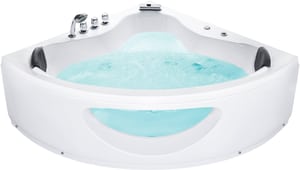 Whirlpool Badewanne weiss Eckmodell mit LED 205 x 146 cm TOCOA