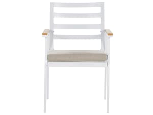 Esnsemble de jardin 4 places en aluminium avec coussins beige et blanc CAVOLI