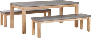 Gartenmöbel Set Beton / Akazienholz grau Tisch mit 2 Bänken OSTUNI
