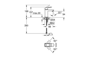 Lavaboarmatur Eurocube S-Size 1/2, Chrom