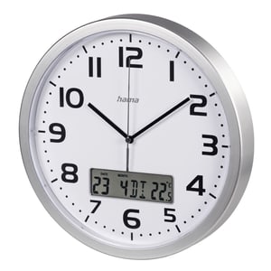 Horloge murale radio "Extra" avec affichage de la date et de la température