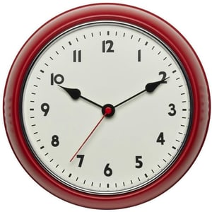 Horloge murale radio pilotée rétro rouge, Ø 24 cm