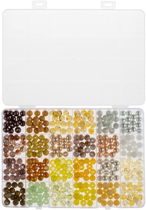 Kit perline di vertro bianco/giallo assortito