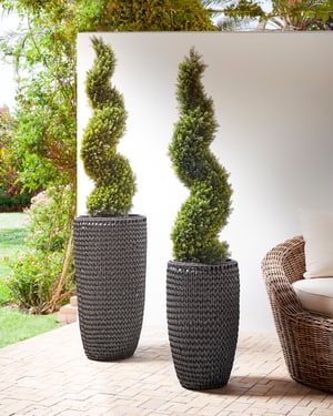 Lot de 2 pots de fleurs en polyrotin noir CEDRUS