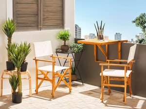 Set di 2 sedie in legno di acacia chiaro e bianco sporco CINE