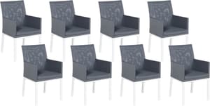 Set di 8 sedie tessuto grigio scuro e bianco BACOLI