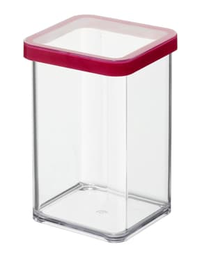 LOFT quadratische Vorratsdose 1l mit Deckel und Dichtung, Kunststoff (SAN) BPA-frei, transparent/rot