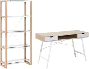 Set di mobili da ufficio legno chiaro e bianco JENKS/CLARITA