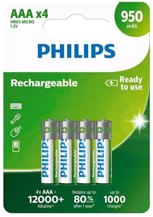 Rechargeable NiMH 950 mAh AAA / HR03 (4 pièces)