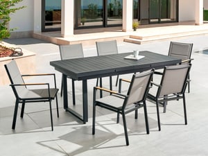 Gartenmöbel Set Aluminium schwarz / grau 6-Sitzer VALCANETTO/BUSSETO
